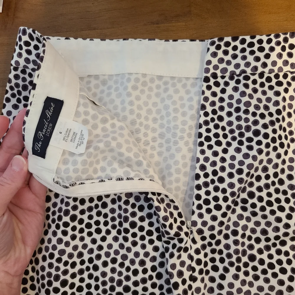 J.crew Factory The Pencil Skirt In Black And White Dot Print